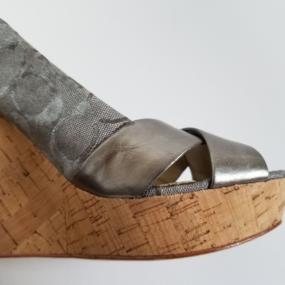 Coach Jesse Metallic Cork Wedges - Picture 5 of 9